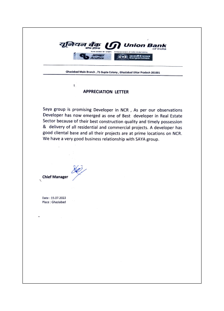 Union Bank - Letter of Appreciation