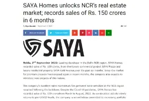 Saya Homes record sales worth Rs. 150 crores in 6 months