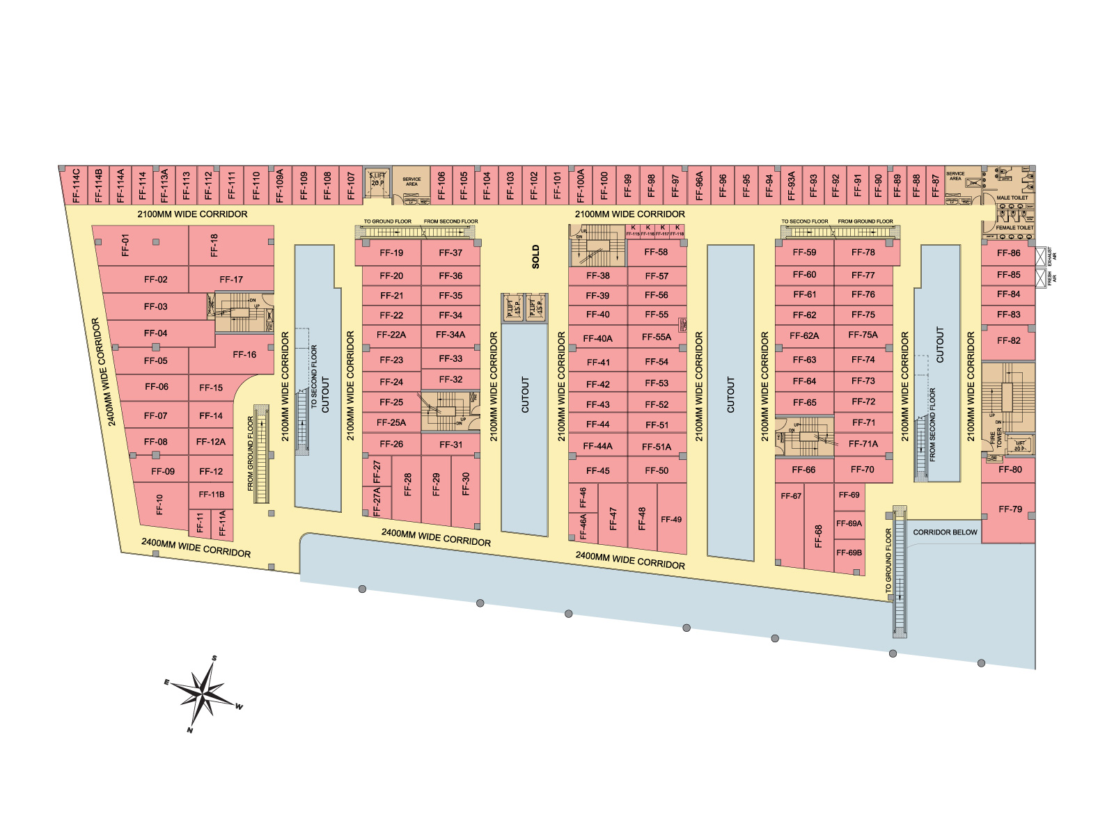 Second Floor Plan of Saya Piazza, an Upcoming Commercial projects in Noida Expressway
